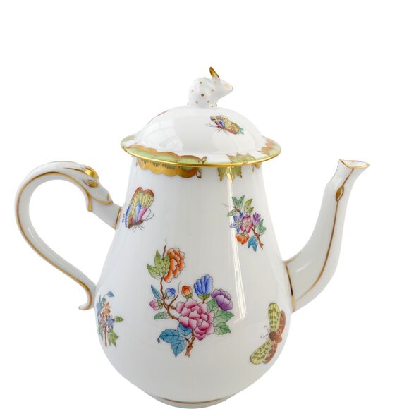 HEREND Queen Victoria Individual Coffee Pot With Bunny Final 3412, Ear chip,RARE - Picture 2 of 16